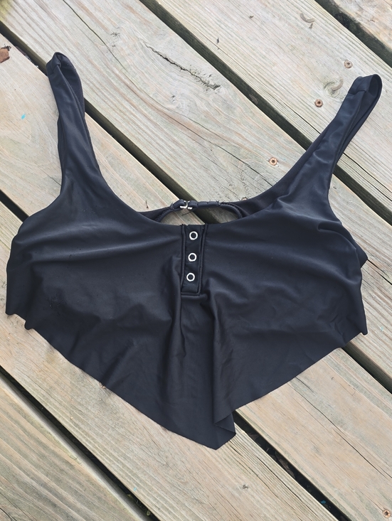 No Boundaries Other - No Boundaries Black Scoop Swim Bikini Top with Eyelet Detail